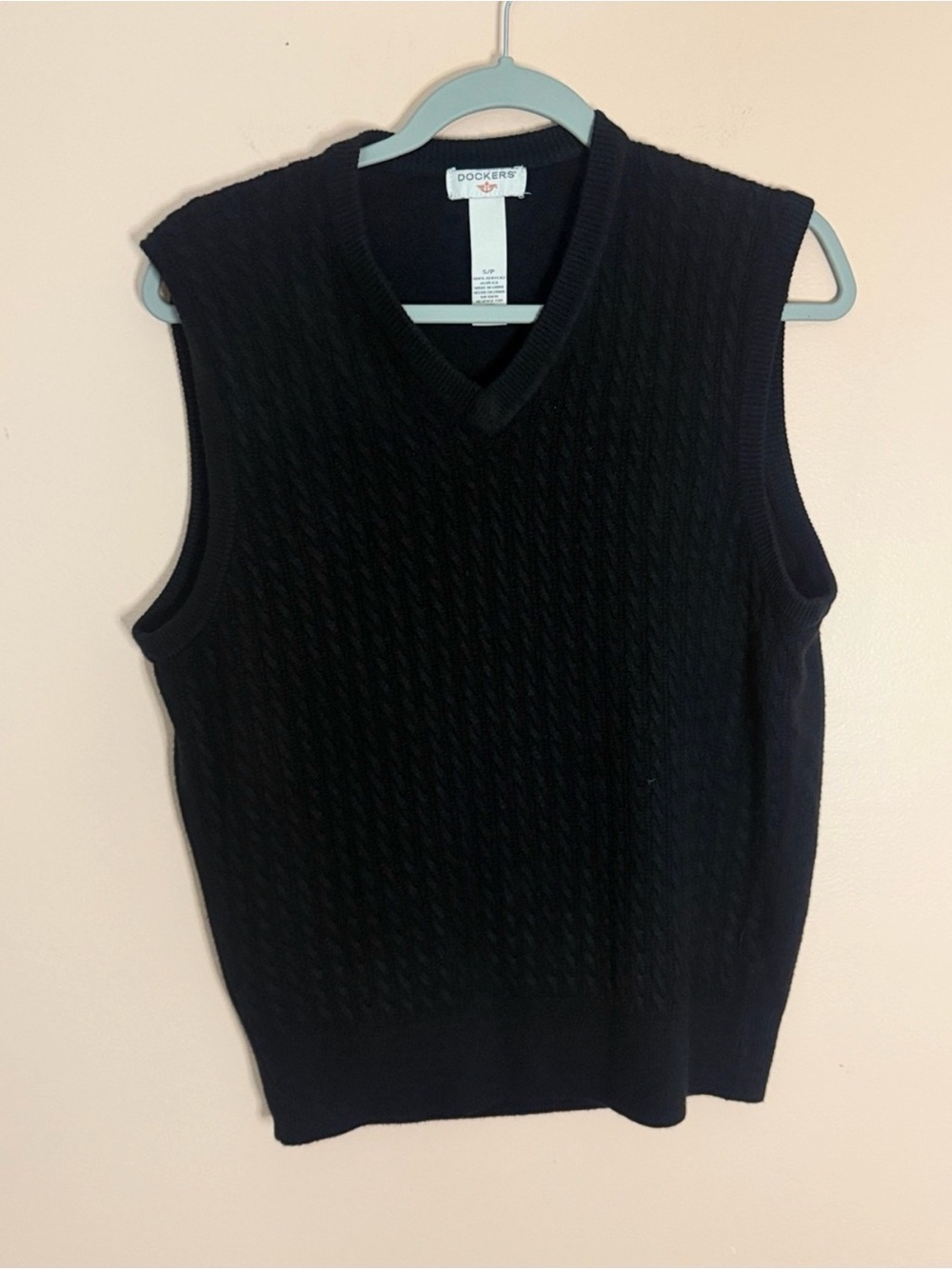 VTG Dockers Black Cable knit Vest Sweater